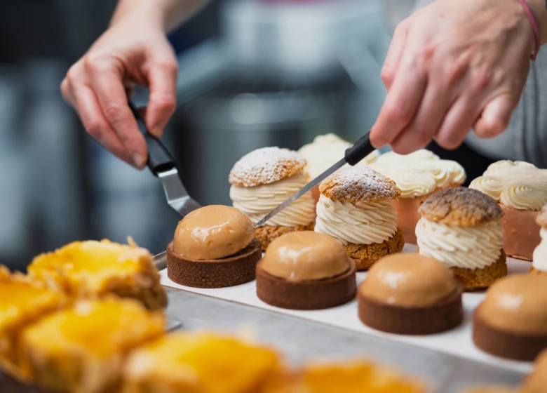 Delicious gourmet treats being arranged
